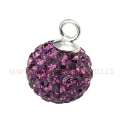 Koule s křišťálovými šatony na závěsu Ag 925/1000 - Amethyst 16mm Koule s křišťálovými šatony na závěsu Ag 925/1000 - Amethyst 16mm